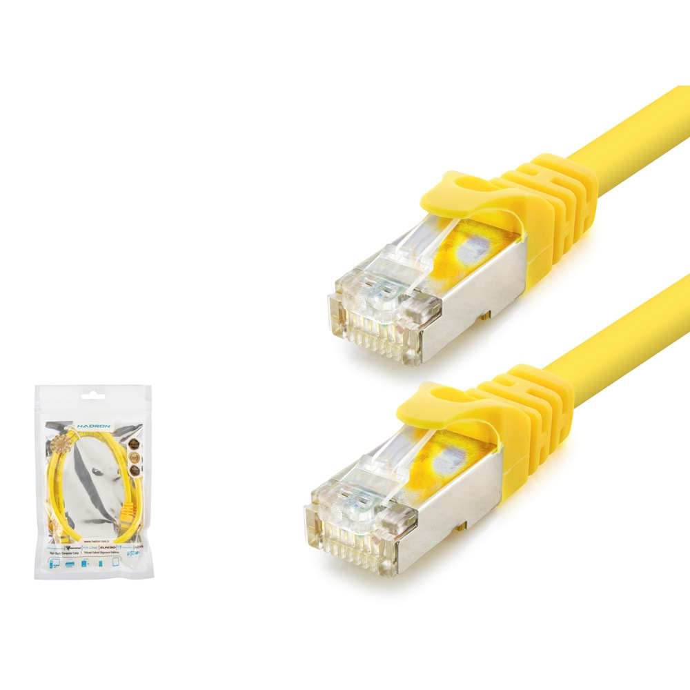 HADRON HDX5102 Cat7 Ethernet Patch Kablosu 10 Gbps 600 MHz 60 cm - Sarı