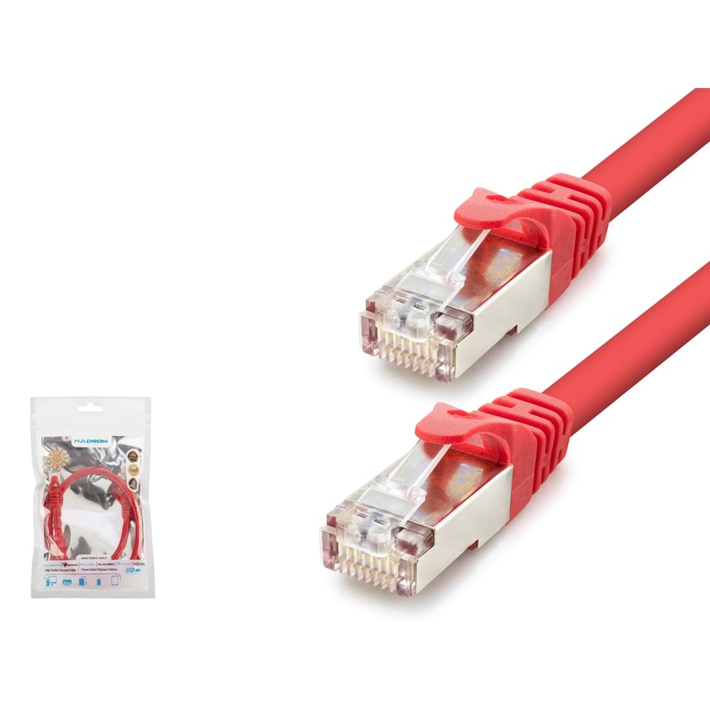 HADRON HDX5106 Cat7 Ethernet Patch Kablosu 10 Gbps 600 MHz 60 cm - Kırmızı