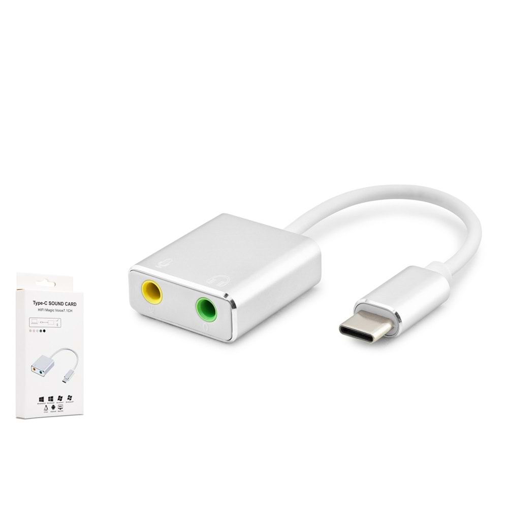 HADRON HDX5256 Type-C Harici Ses Kartı 7.1 - Beyaz