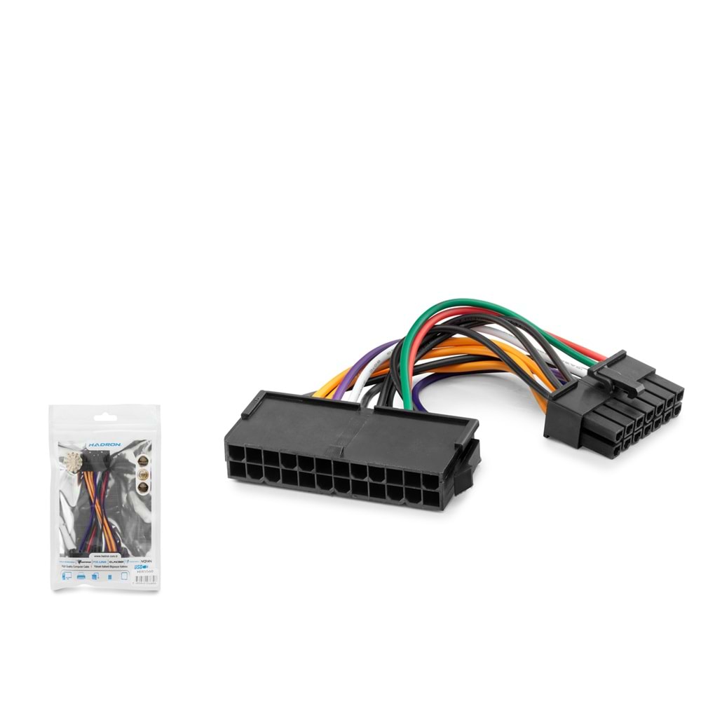 HADRON HDX5560 PSU 24 Pin to ATX 14 Pin Adaptör Kablosu - Siyah