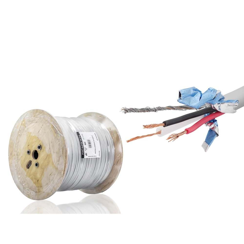 HADRON HDX5580-500 CCTV Kablo Mini Coax ECO CCA 2x0.50 mm 500 m - Gri