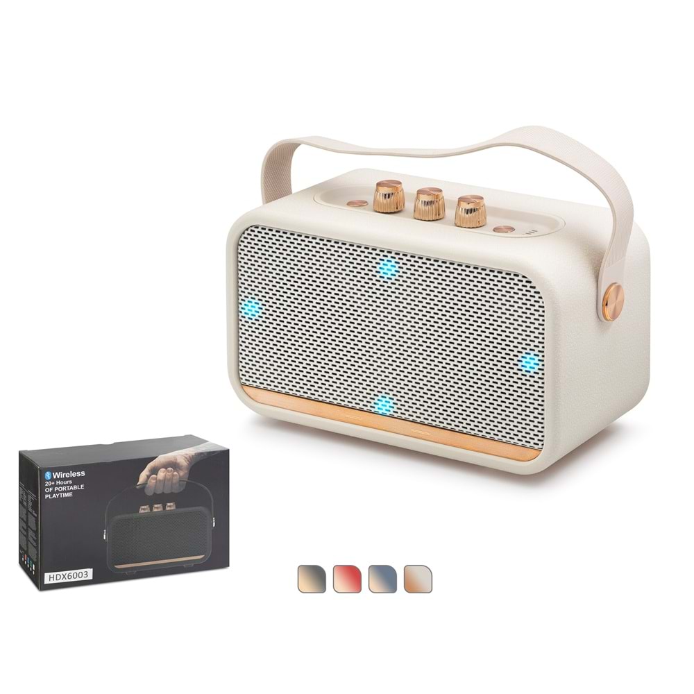 HADRON HDX6003 Bluetooth Nostaljik FM Radyo USB TF AUX Taşınabilir Hoparlör