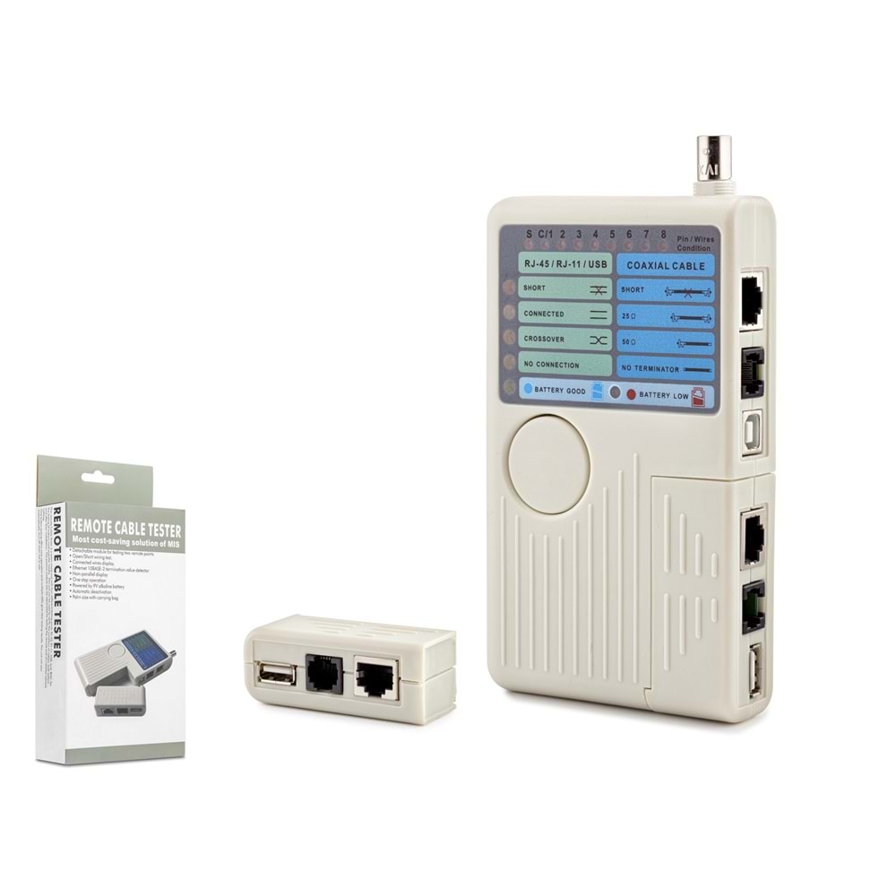 HADRON HDX6505 Kablo Test Cihazı RJ11 + RJ45 + BNC + USB - Beyaz