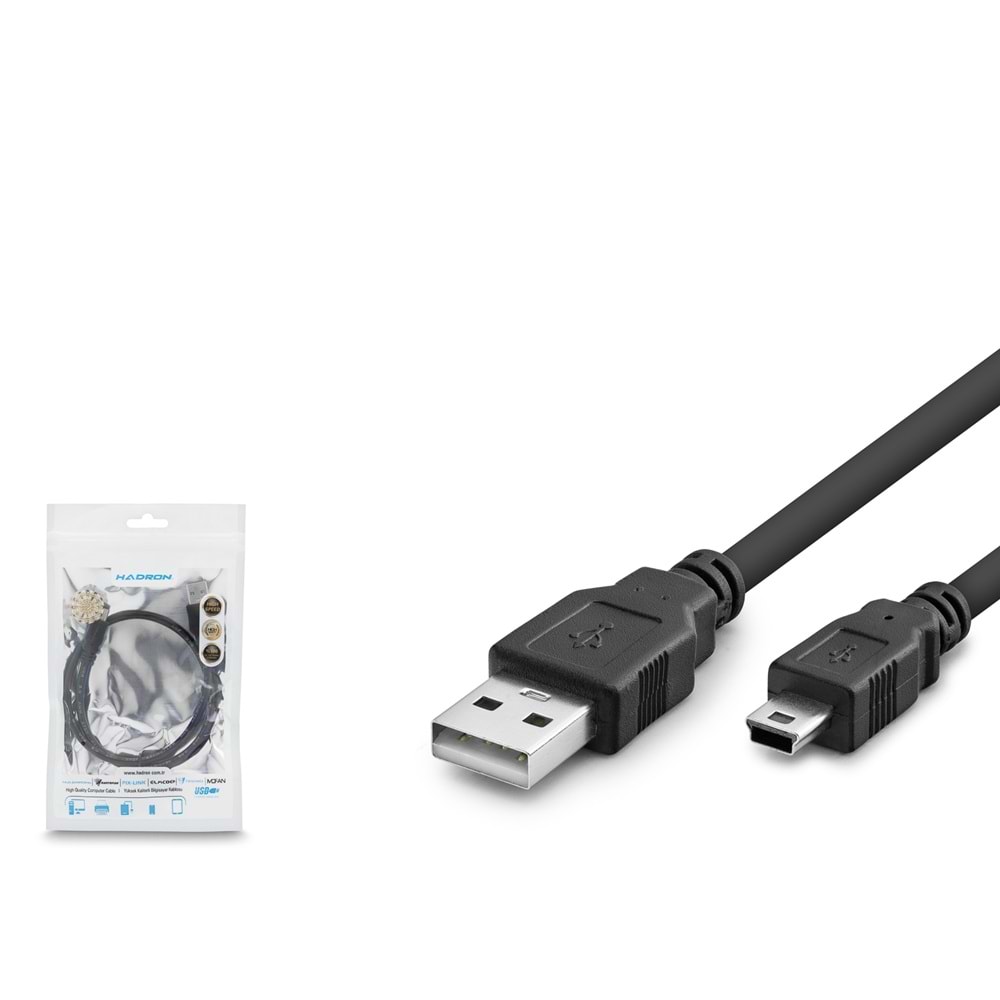 HADRON HDX7524 USB Mini V3/5Pin to USB Kablo 50 cm - Siyah