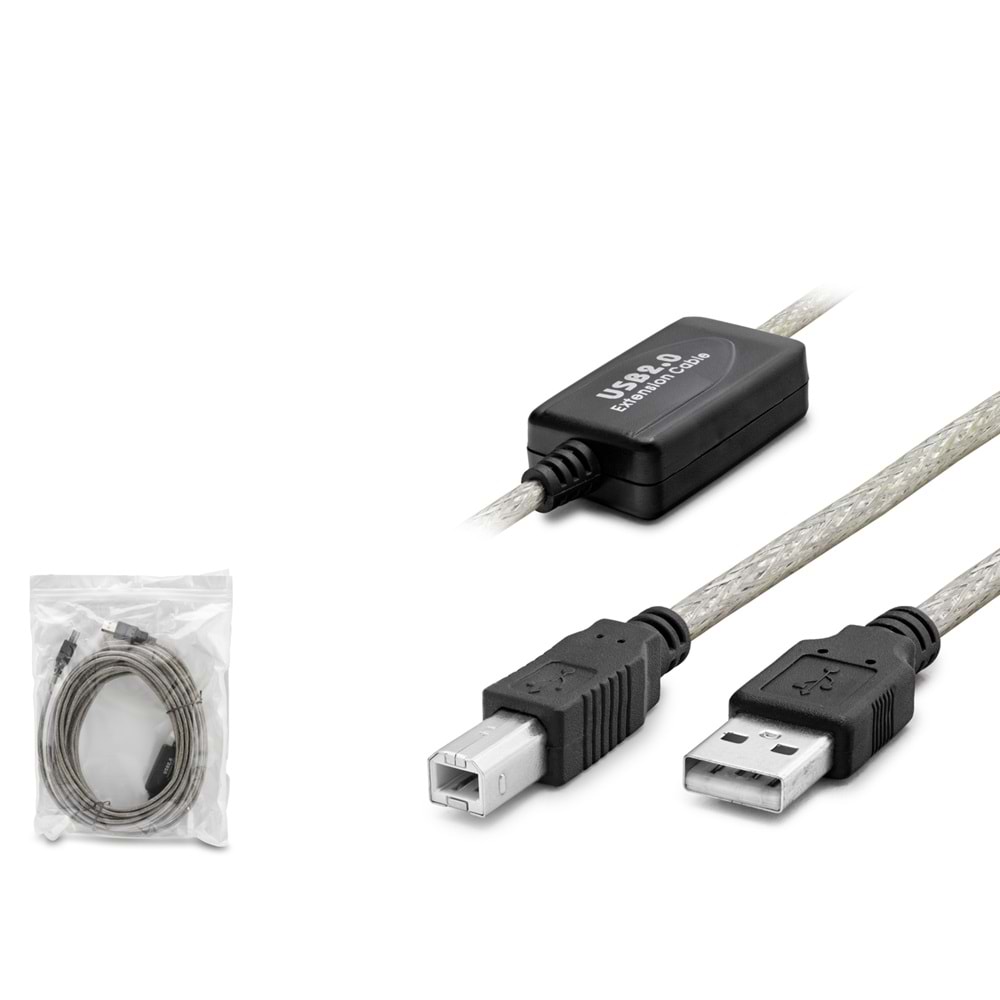 HADRON HDX7559 USB Printer Kablosu 10 m - Silver Siyah