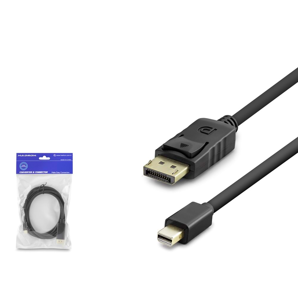 HADRON HDX7799 Mini DisplayPort to DisplayPort Kablo 120 Hz 1.8 m - Siyah