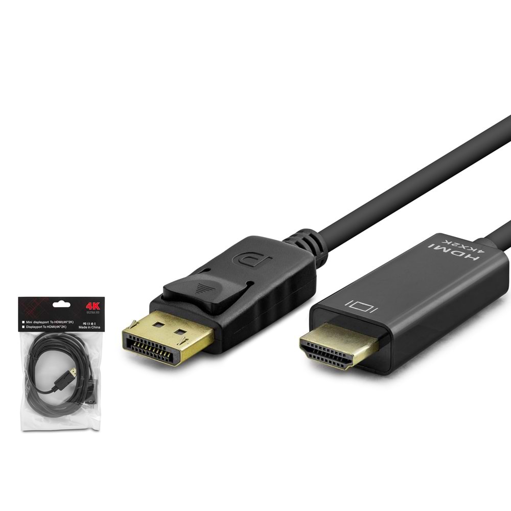 HADRON HDX7843 DisplayPort to HDMI Görüntü Kablosu 4K 30 Hz 5 m - Siyah