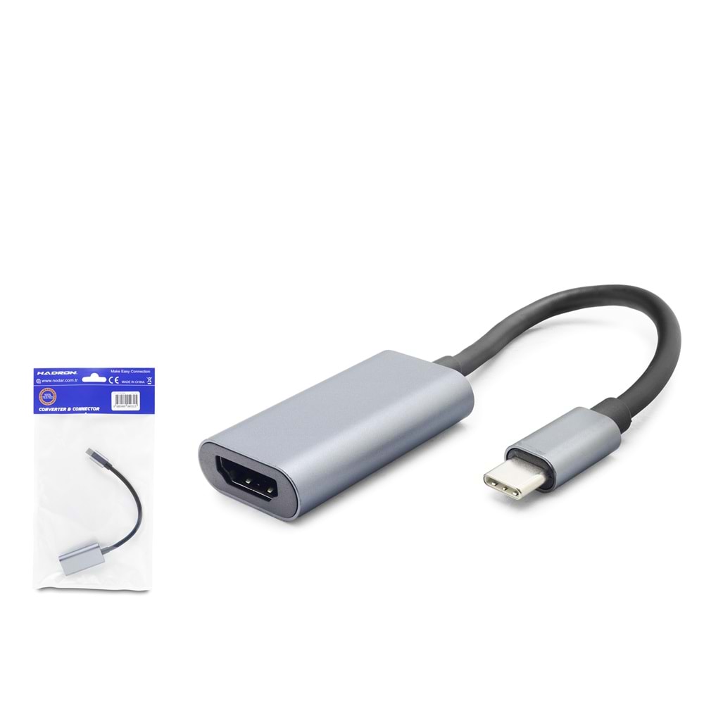 HADRON HDX7862 Type-C to HDMI Dişi Görüntü Dönüştürücü 4K 60 Hz - Siyah