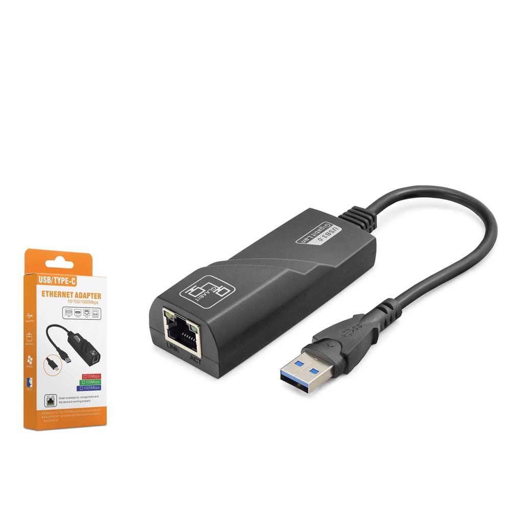 HADRON HDX7864 USB 3.0 Ethernet Adaptör Gigabit - Siyah