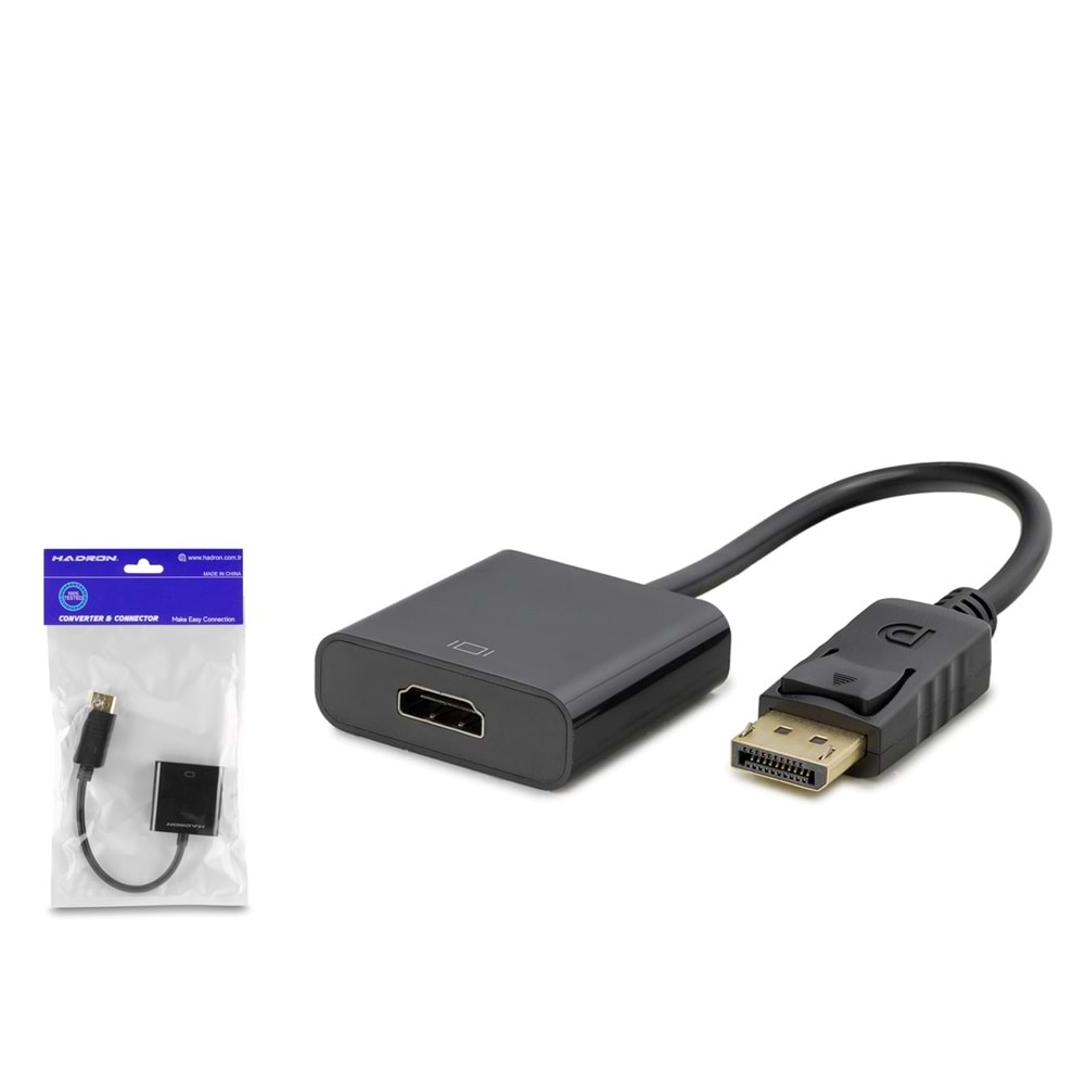 HADRON HDX7873 DisplayPort to HDMI Dişi Görüntü Dönüştürücü 4K 30 Hz - Siyah