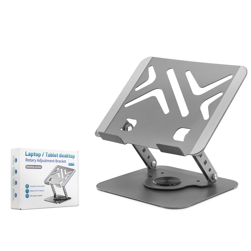 HADRON HDX8017 Laptop + Tablet Standı Karbon Çelik Silikon Kaymaz - Gri