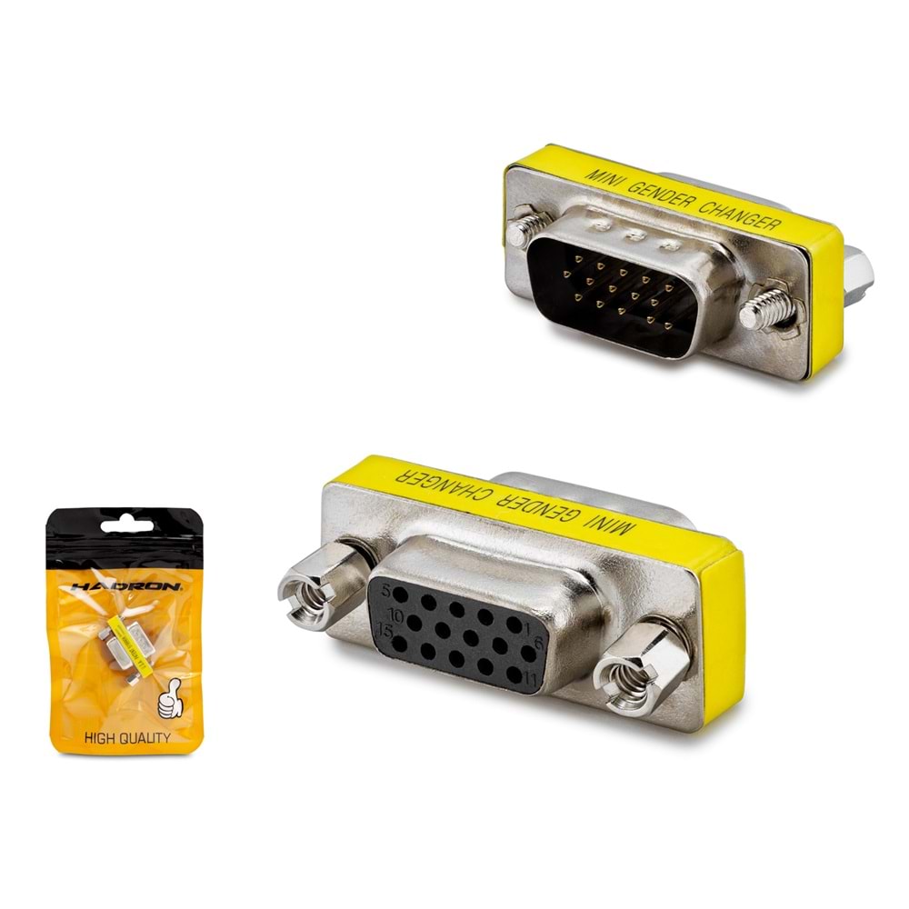 HADRON HN4391 VGA Erkek Dişi Gender Changer Adaptör - Gümüş