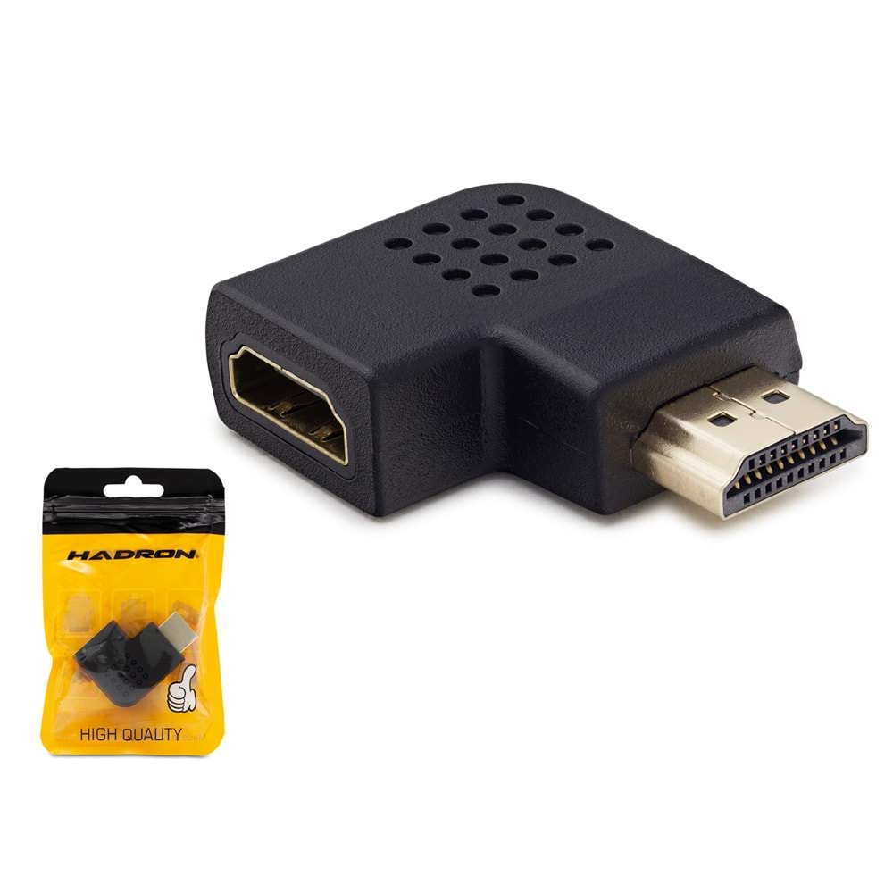 HADRON HN4464 HDMI Erkek Dişi 90° Yatay Açılı Adaptör - Siyah