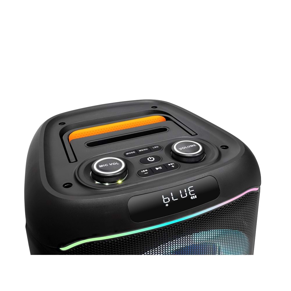 JBR JBR818 Karaoke Mikrofonlu Bluetooth Hoparlör FM Radyo 40W 8 İnç RGB Kumandalı Siyah