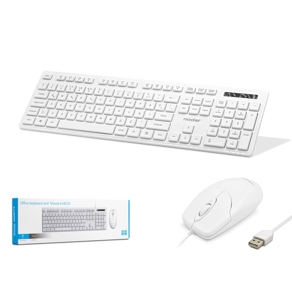 NODAR KM8520 Klavye ve Mouse Seti - Beyaz