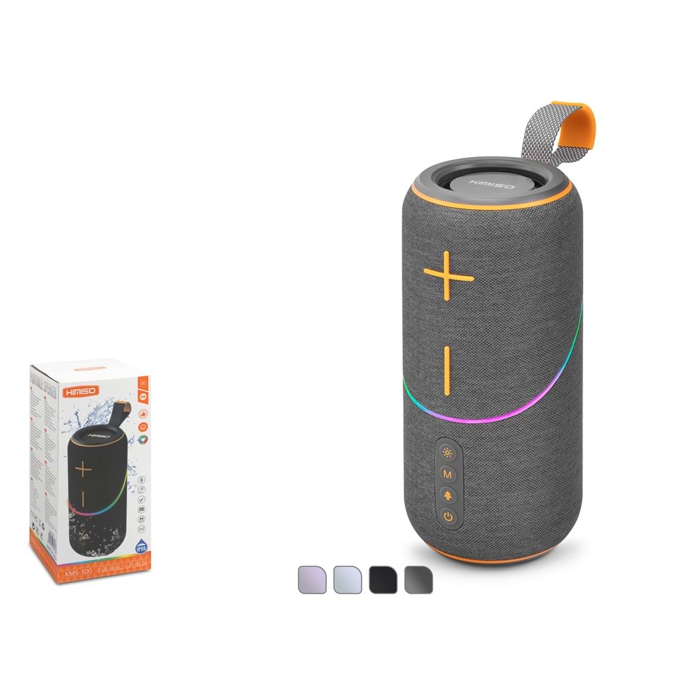 KIMISO KMS300 Bluetooth Hoparlör FM Radyo 20W TWS USB TF IPX6 Outdoor RGB
