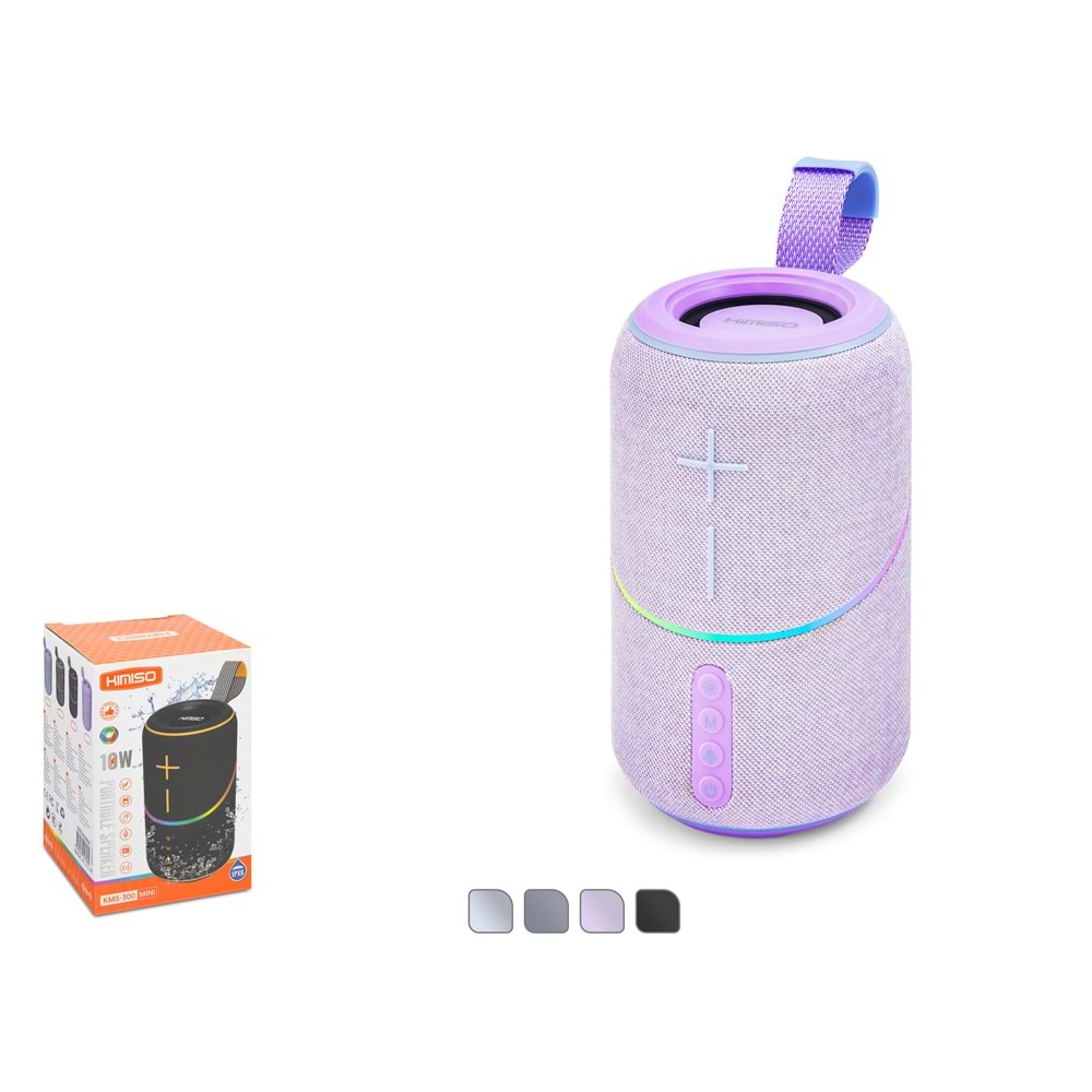 KIMISO KMS300MINI Bluetooth Mini Hoparlör FM Radyo 10W TWS USB TF IPX6 Outdoor RGB