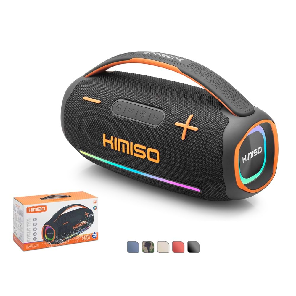 KIMISO KMS323 Bluetooth Hoparlör FM Radyo 30W TWS USB TF IPX6 Outdoor RGB