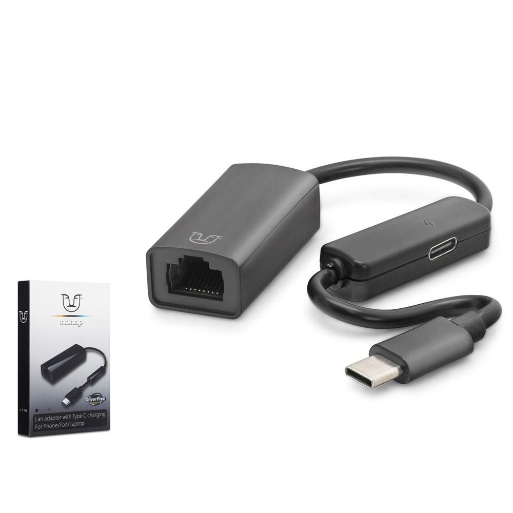 NONAP L118 Type-C to Ethernet Adaptör PD Güç Destekli - Siyah
