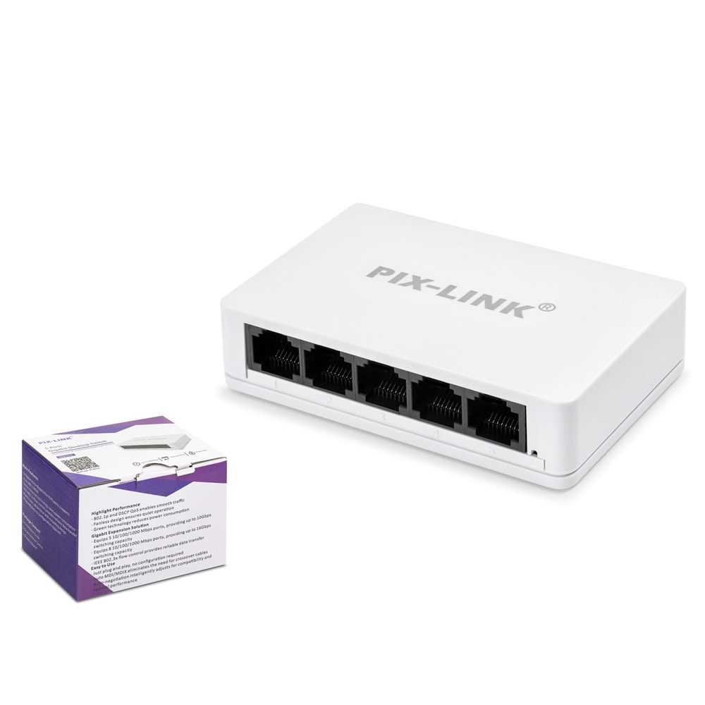 PIX-LINK LV-GS05 Gigabit Ethernet Switch 5 Port - Beyaz