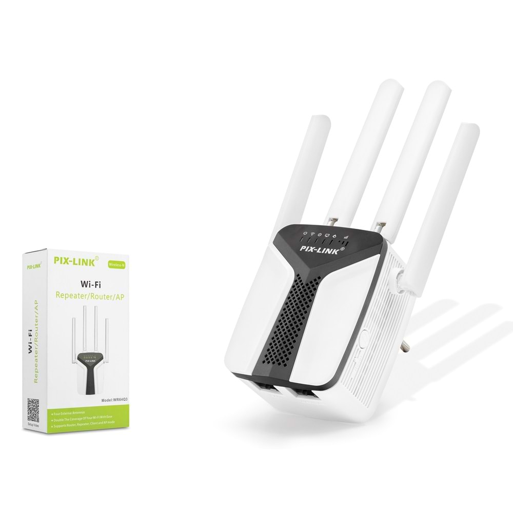 PIX-LINK LV-WR6403 WiFi Repeater / Router / AP 450 Mbps - Siyah Beyaz