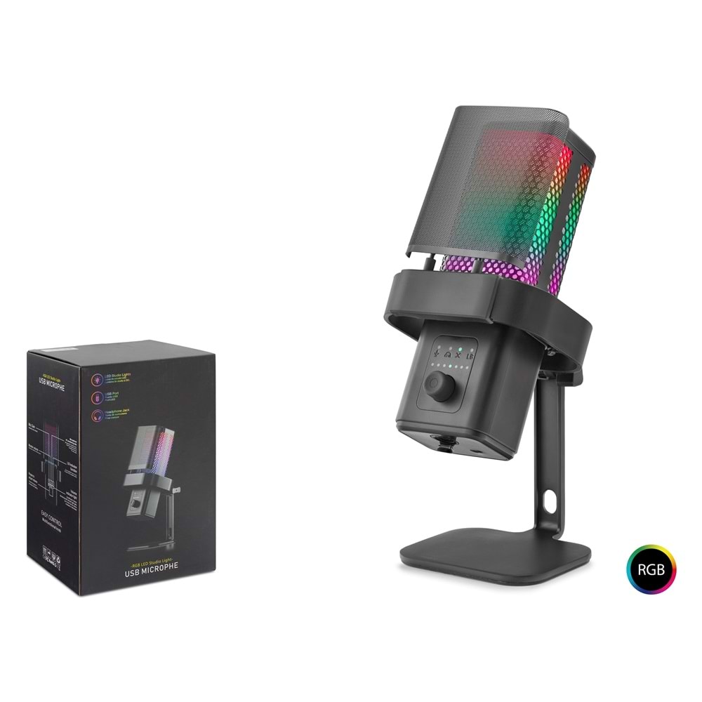 HADRON M6B Gaming RGB Masaüstü Mikrofon Type-C 192kHz 24Bit - Siyah