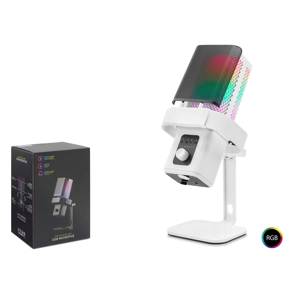 HADRON M6W Gaming RGB Masaüstü Mikrofon Type-C 192kHz 24Bit - Beyaz