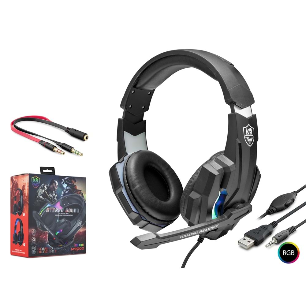 HADRON M9000 Mikrofonlu PC Gaming Kulaklık RGB - Siyah