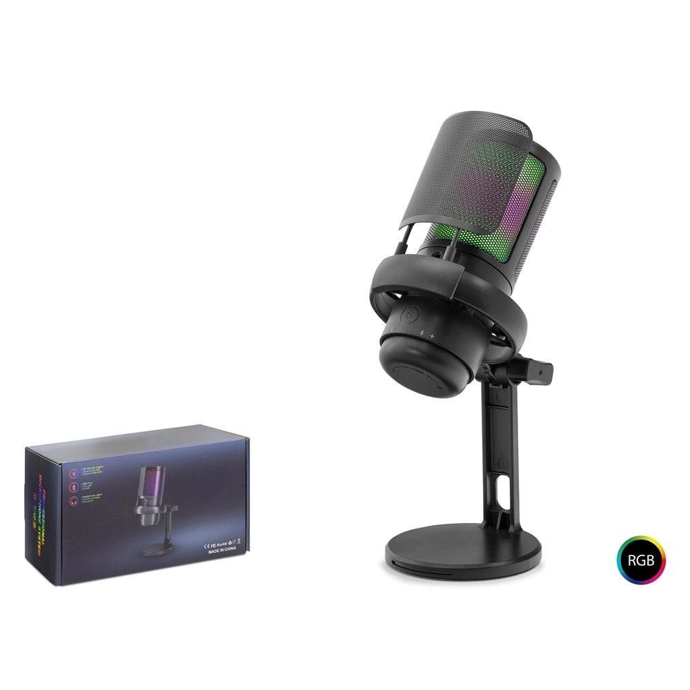 HADRON ME6PB Gaming RGB Masaüstü Mikrofon USB Type-C 192kHz 24Bit - Siyah