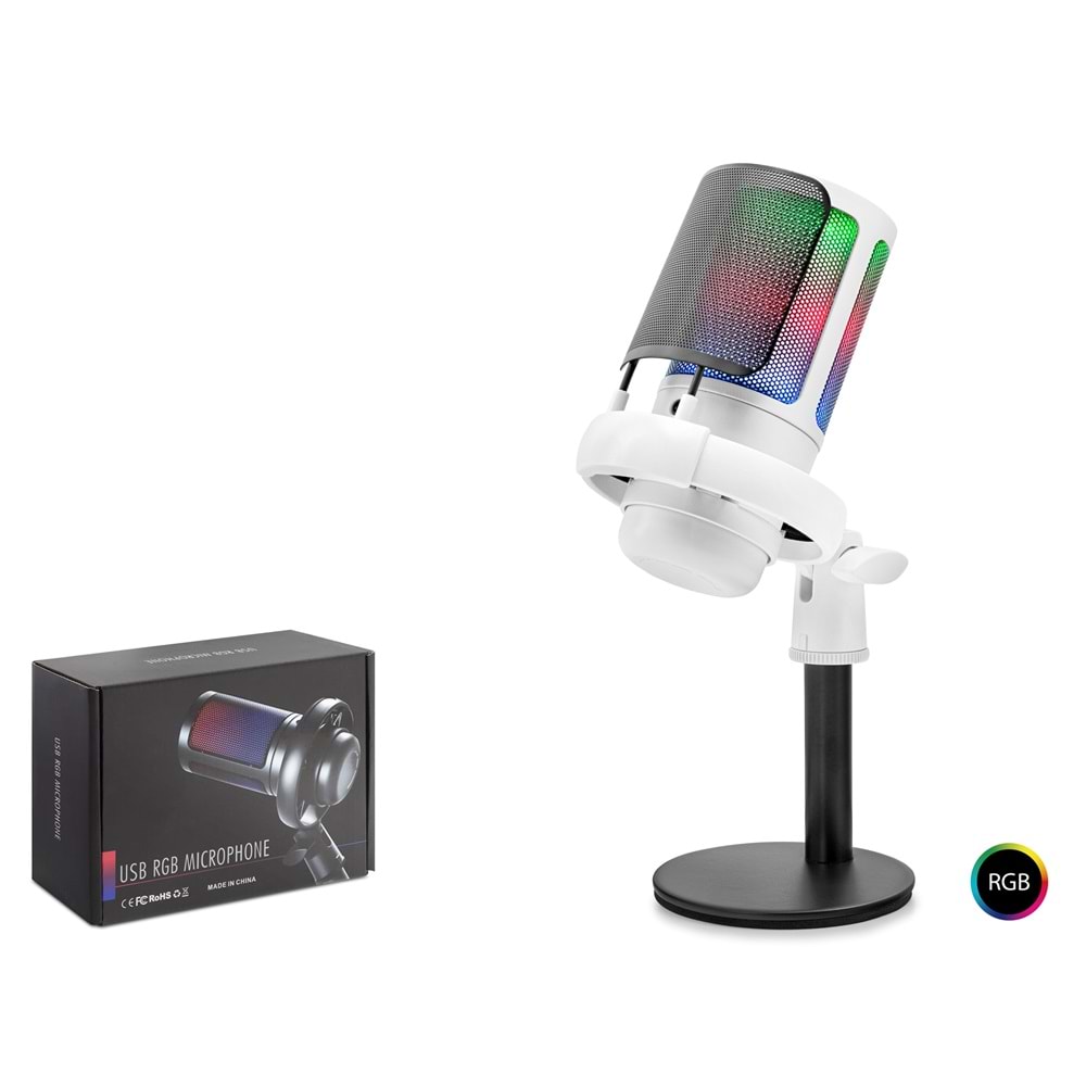 HADRON ME6SW Gaming RGB Masaüstü Mikrofon Mikser Kontrollü Çinko Gövde Type-C 192kHz 24Bit - Beyaz