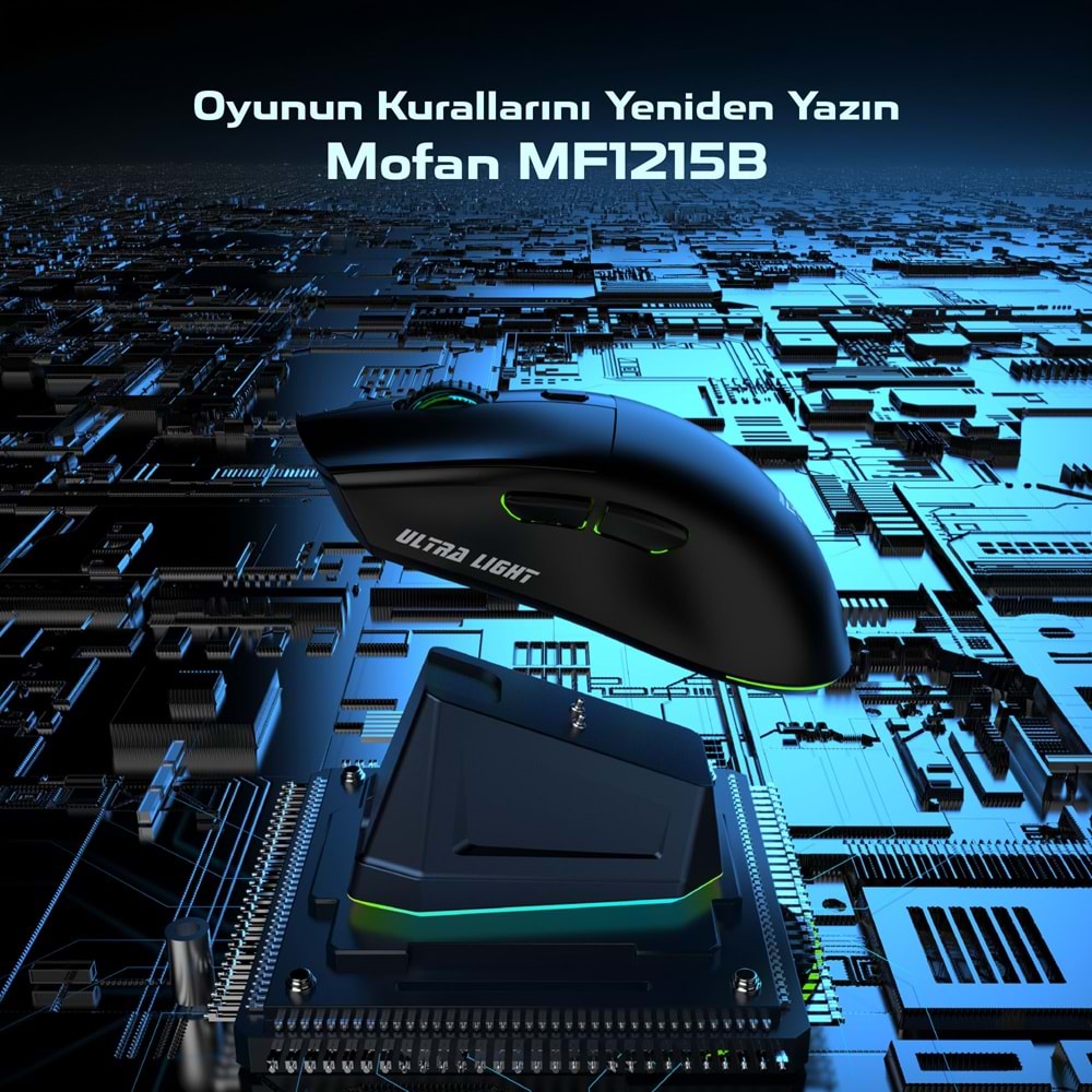 MOFAN MF1215W Dual Mode Gaming Mouse RGB Manyetik Şarj Standlı Bluetooth 2.4GHz - Beyaz