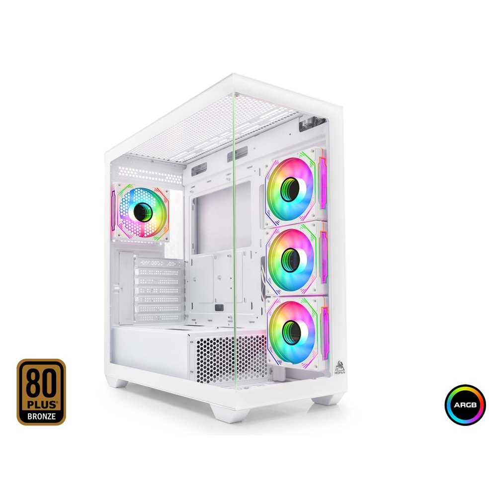 MOFAN MF2903W PC Gaming Kasa Polar Seri 80+ 850W Power Supply 4xFan - Beyaz