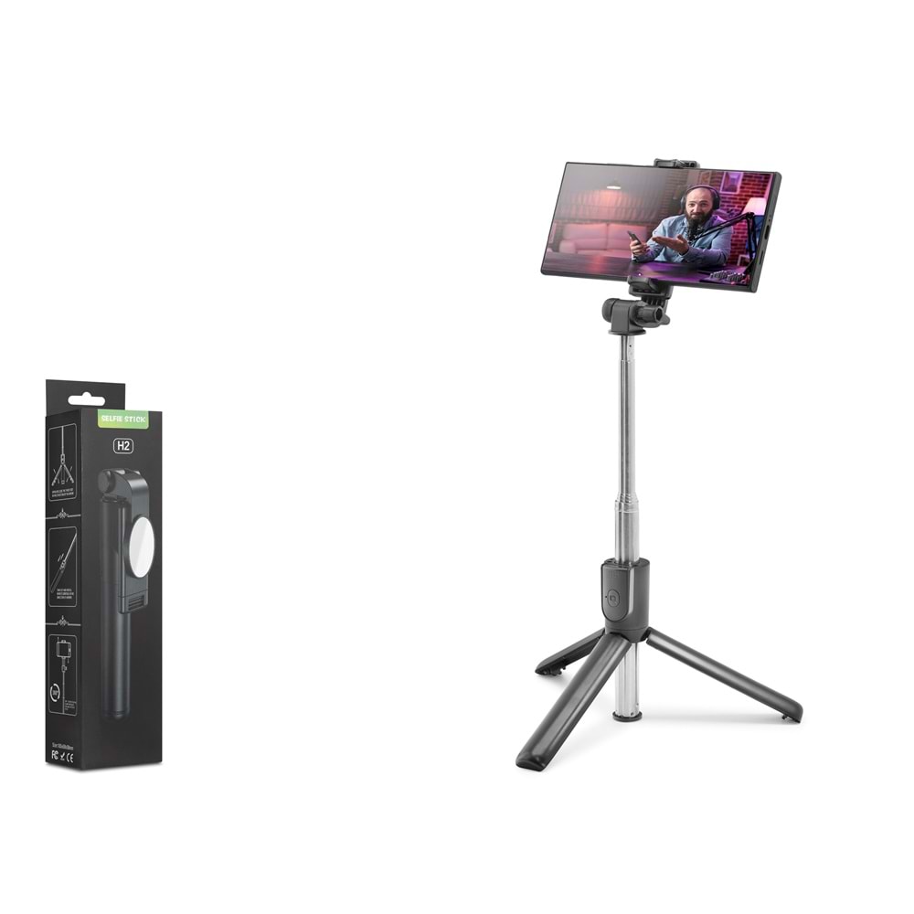 NODAR ND1041 Telefon Tripodu ve Selfie Çubuğu Seti Bluetooth 5.0 Kumandalı 100 cm - Siyah