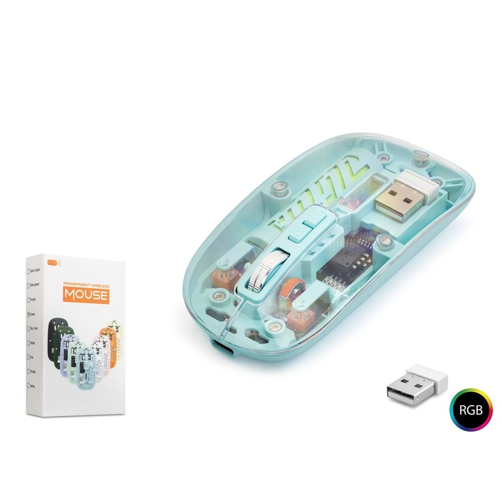 NODAR ND1201G Kablosuz Şeffaf Mouse - Yeşil