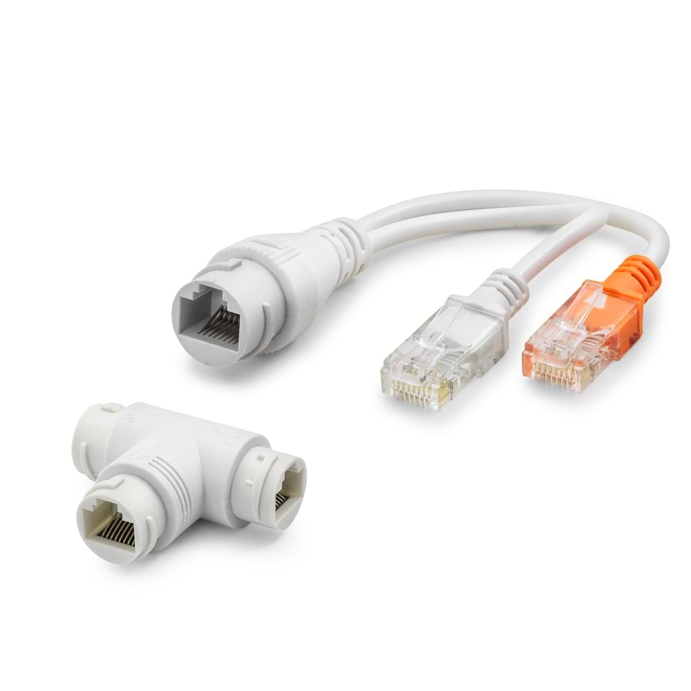 NODAR ND2451 PoE Splitter T Tipi Su Geçirmez RJ45 Veri + Güç Ayırıcı Adaptör - Beyaz