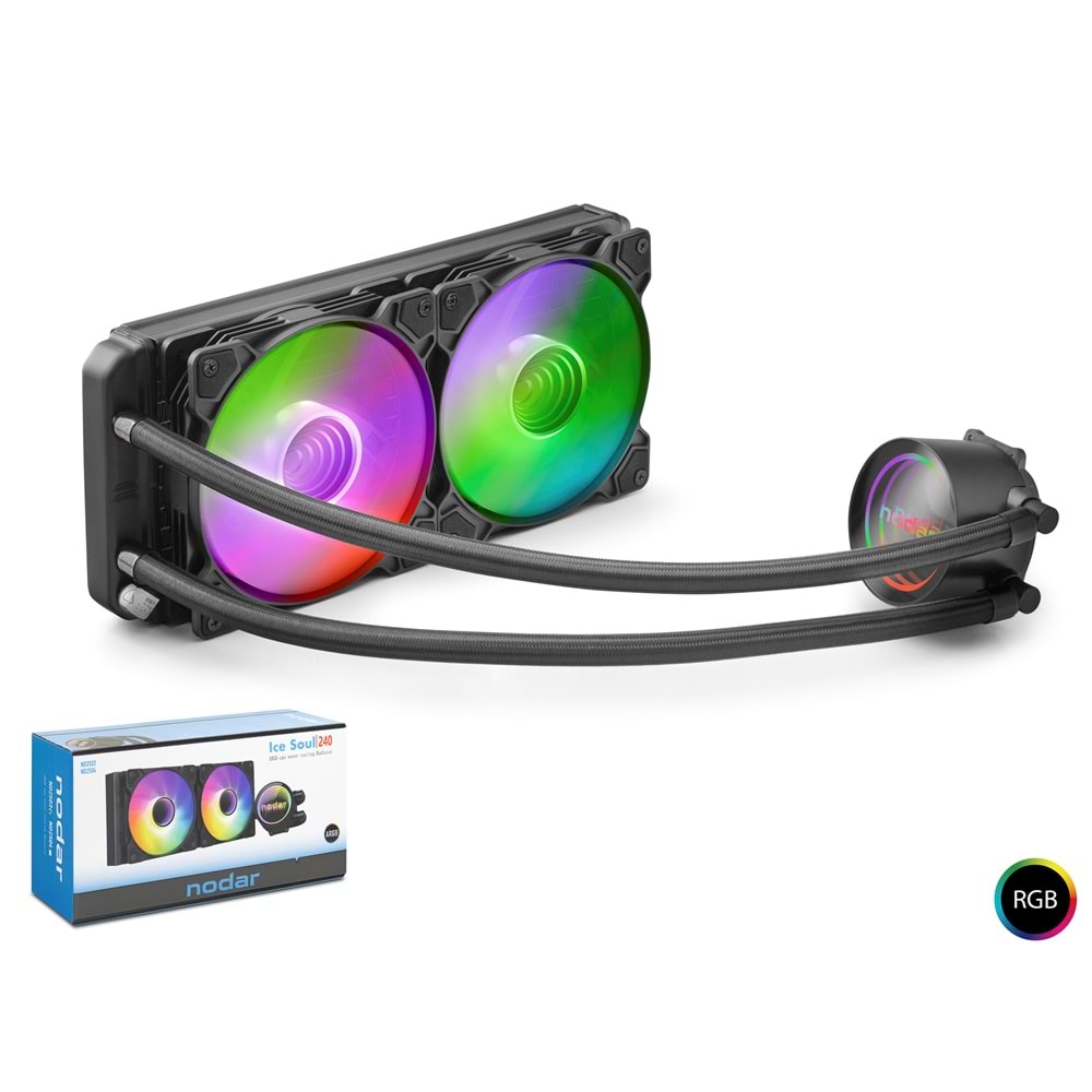 NODAR ND2503 ARGB Sıvı Soğutmalı İşlemci Fanı 240 mm - Siyah
