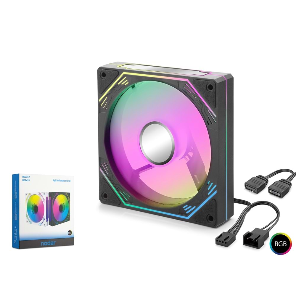 NODAR ND2652 Kasa Fanı 5Pro ARGB 12 cm - Siyah