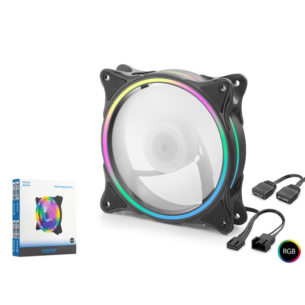 NODAR ND2658 Kasa Fanı ARGB 12 cm - Siyah