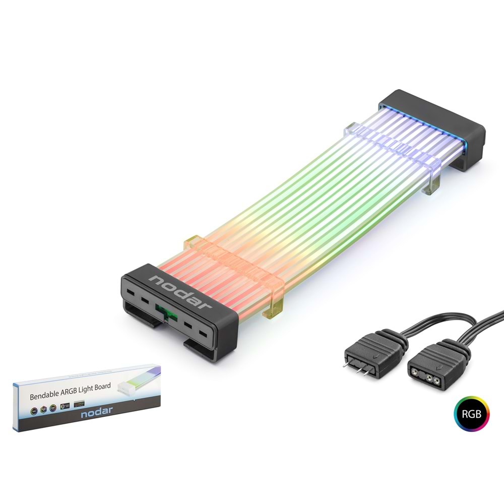 NODAR ND2801 ARGB Sleeved Light Strip / Anakart ARGB Lightboard 24-Pin - Siyah