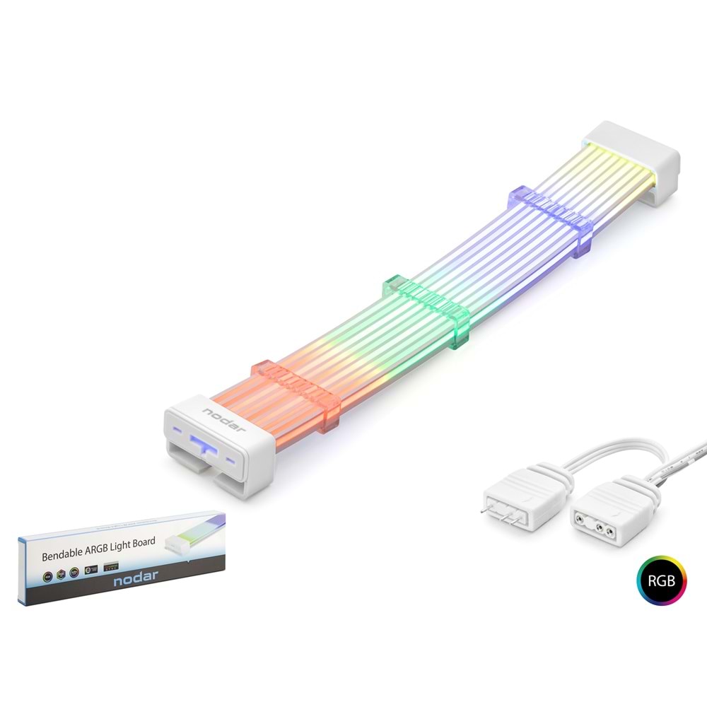 NODAR ND2802 ARGB Sleeved Light Strip / Ekran Kartı GPU RGB Lightboard 2x8-Pin - Beyaz