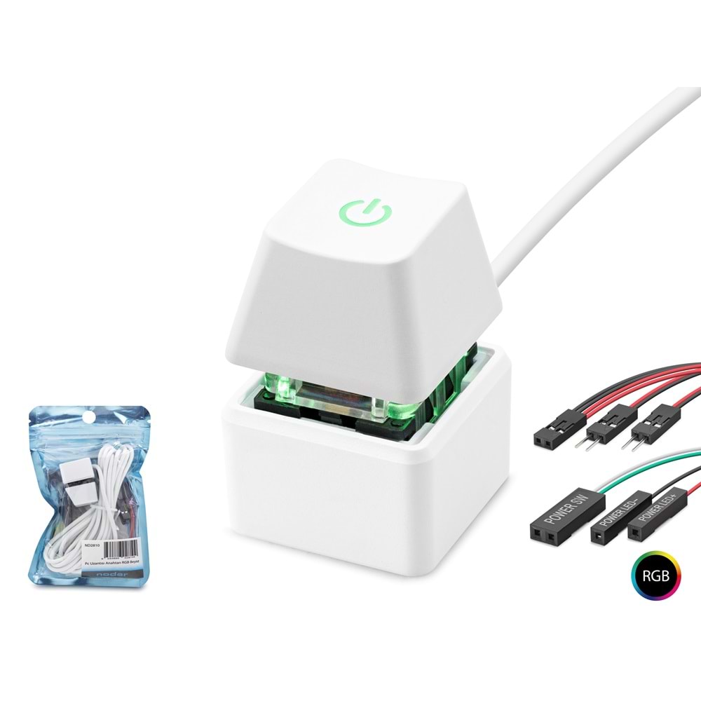 NODAR ND2810 Masaüstü Bilgisayar RGB Power Tuşu On/Off Switch Beyaz