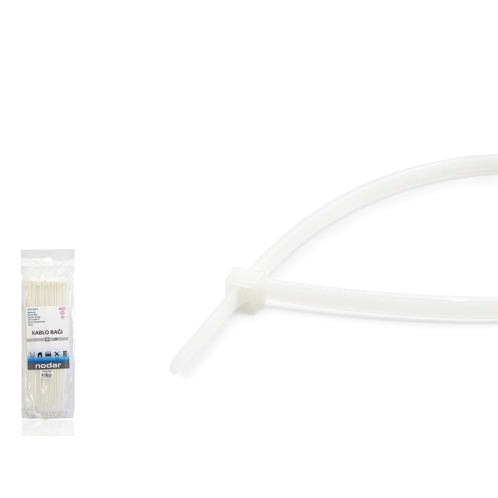 NODAR ND4805B Kablo Bağı 3.6 x 300 mm 100'lü Paket - Beyaz