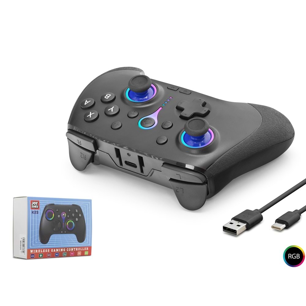 NODAR ND505B Bluetooth GamePad PC iOS Android Switch PS3 PS4 Uyumlu RGB - Siyah
