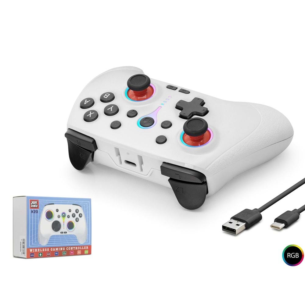 NODAR ND505W Bluetooth GamePad PC iOS Android Switch PS3 PS4 Uyumlu RGB - Beyaz
