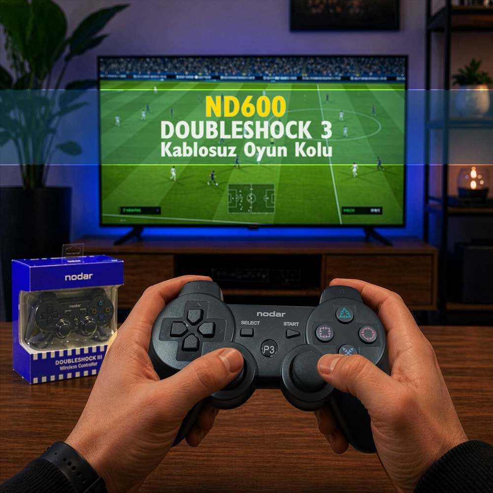NODAR ND600 Bluetooth GamePad Oyun Kolu PS3 Uyumlu DoubleShock III Siyah