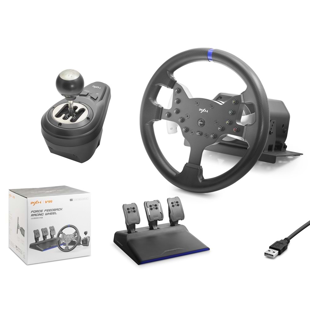 NODAR ND704 PXN V99 Direksiyon Seti 3.2Nm Çift Motor Force Feedback 3 Pedal PS4 PC Xbox - Siyah