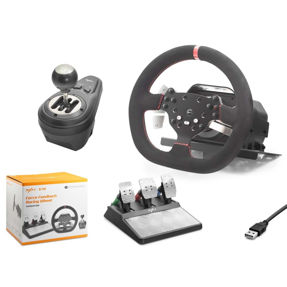 NODAR ND705 PXN V10 Direksiyon Seti Force Feedback 3 Pedallı PS4 PS3 PC Xbox Switch - Siyah