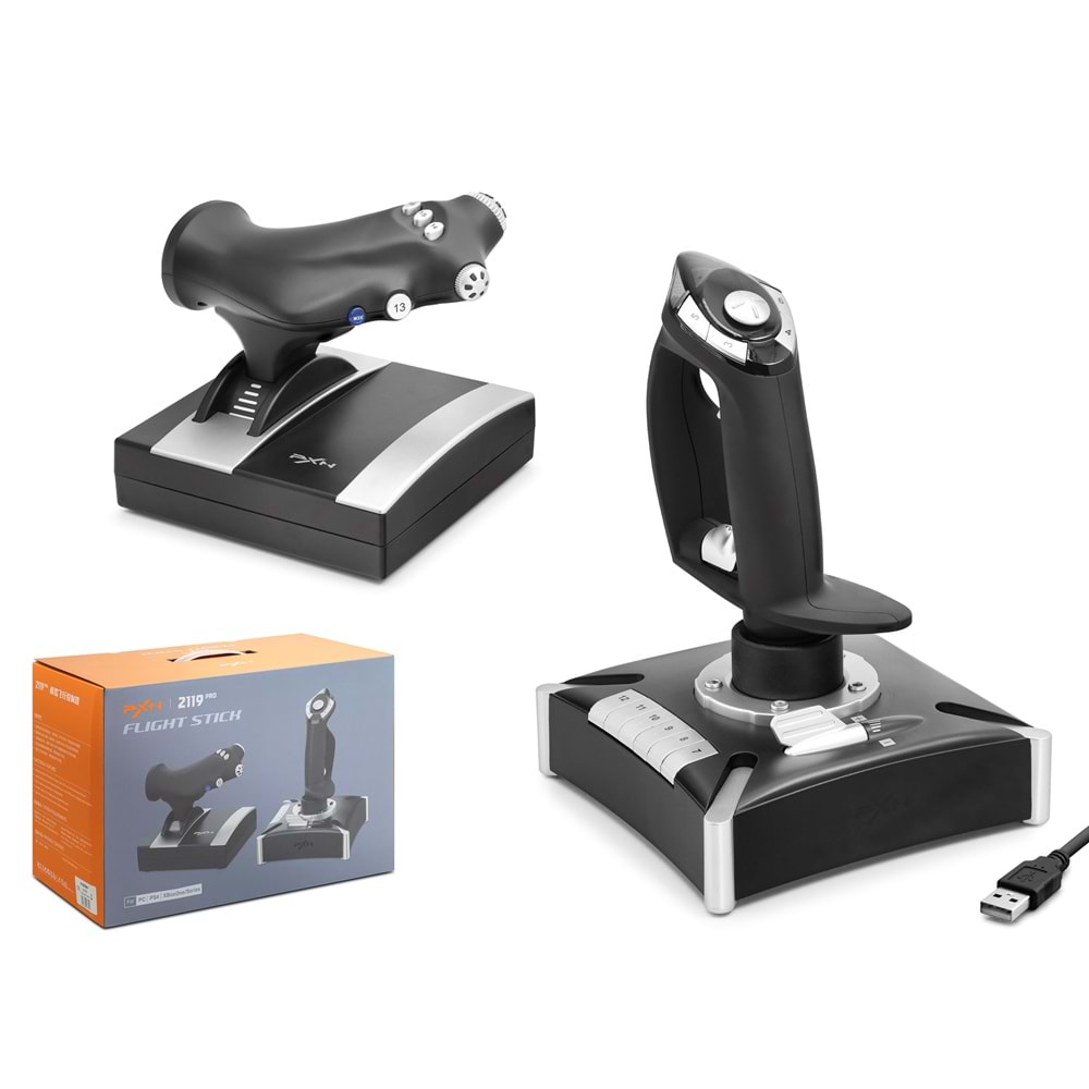 NODAR ND750 Uçuş Simülatör Joystick PC Uyumlu USB - Siyah Gümüş