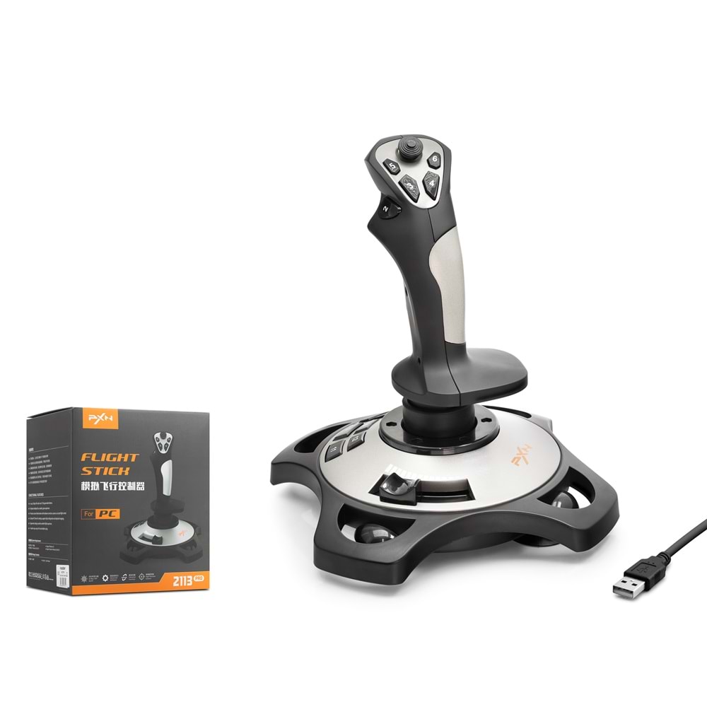NODAR ND751 Uçuş Simülatör Joystick PC Uyumlu USB - Siyah Gümüş