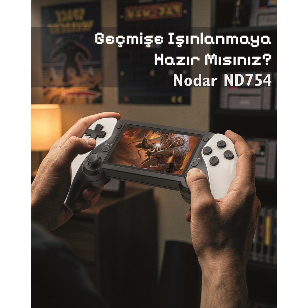 NODAR ND754 Retro El Oyun Konsolu 4.3 İnç Ekran 4GB RAM 128GB Depolama - Beyaz